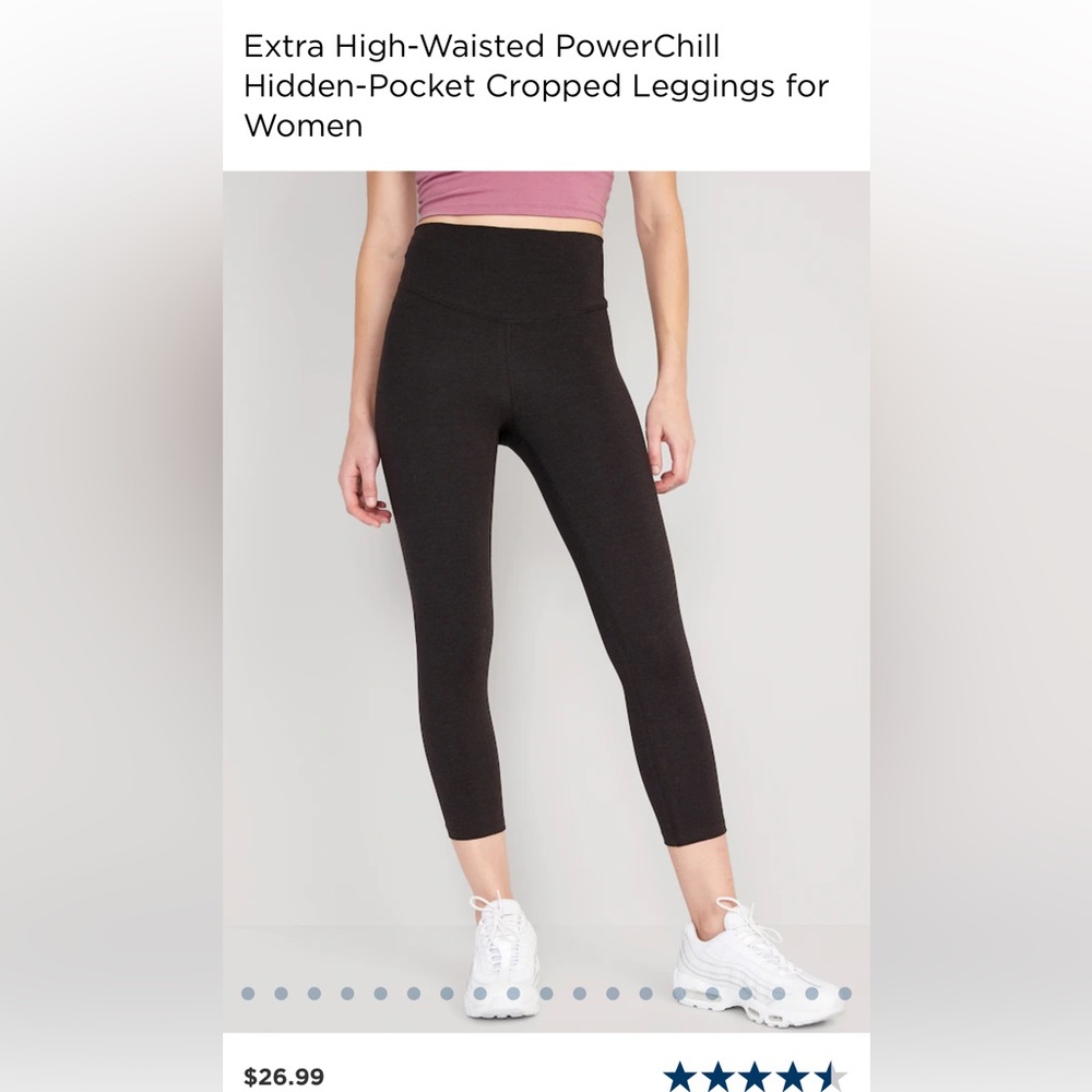 NWT Old Navy Extra High-Waisted PowerChill Hidden-Pocket Cropped Leggings